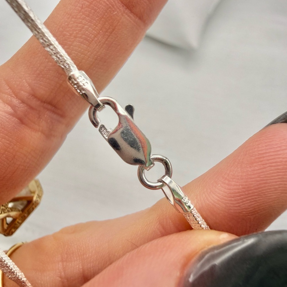 925 Textured Snake Chain Anklet - Picture 3 of 3